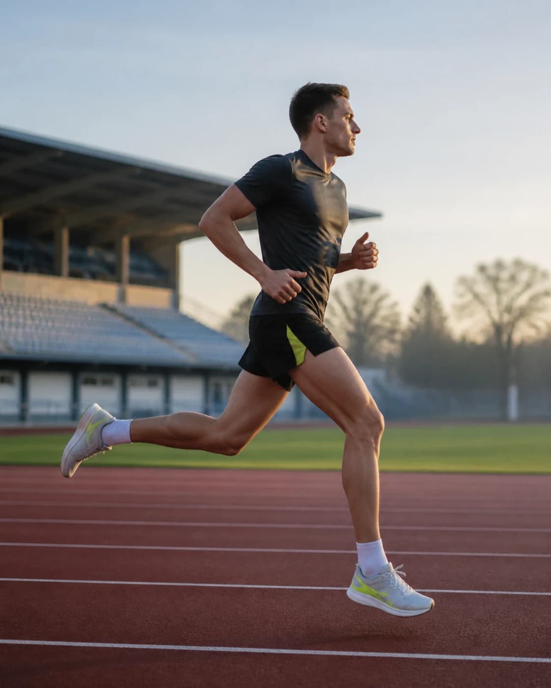 Running athlete with CheckMotion pose analysis